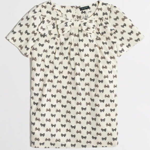 J. Crew Tops - J. CREW BOW PRINT SILK BLOUSE TOP